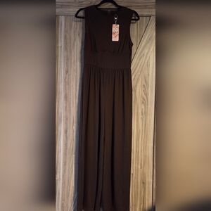 SHEIN Classic Brown Sleeveless Jumpsuit